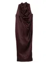 Khaite Draped Silk Dress In Brown