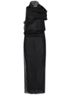 Khaite Draped Silk Evening Dress With Flattering Silhouette In Black