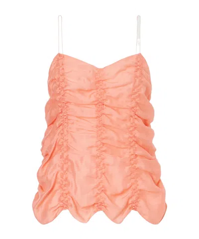 Khaite Draped Silk-blend Top In Pink