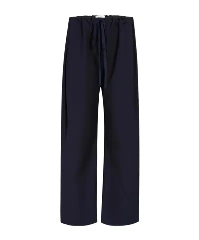 Khaite Drawstring Casual Pants In Blue