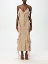 Khaite Pim Silk Georgette Midi Dress In Beige