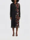 Khaite Gloria Long Sleeve Silk Chiffon Shirtdress In Multi