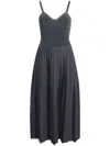 Khaite Elio Pleated Wool Midi Dress In Sterling