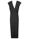 Khaite Ima Wool-blend Grain De Poudre Maxi Dress In Black