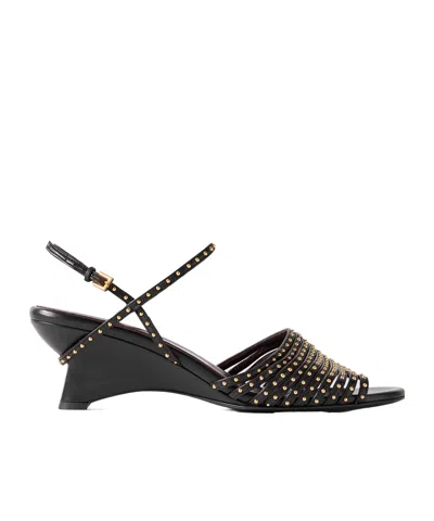 Khaite Drew Studded Glossed-leather Sandals In Multi