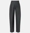 Khaite Dugan High-rise Wool Tapered Pants In Gray