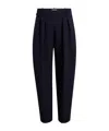 Khaite Dugan Pleated Double Face Crepe Pants In Blue