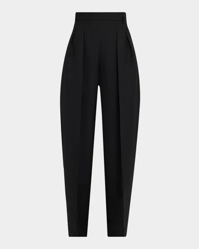 Khaite Dugan Pleated Tapered-leg Ankle Pants In Black