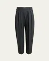 Khaite Dugan Pleated Tapered-leg Ankle Pants In Gray