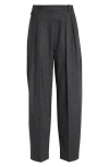 Khaite August Pleated Wool Straight-leg Pants In Gray