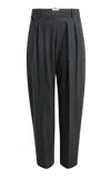 Khaite Dugan Tapered Wool Pants In Grey