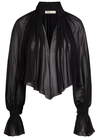 Khaite Durer Pleated Silk Blouse In Black