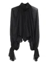 Khaite Durer Ruffled High-neck Top In Black