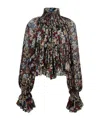 Khaite Durer Floral Silk Balloon-sleeve Peasant Top In Multi