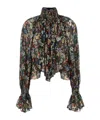 Khaite Durer Floral Silk Balloon-sleeve Peasant Top In Multi