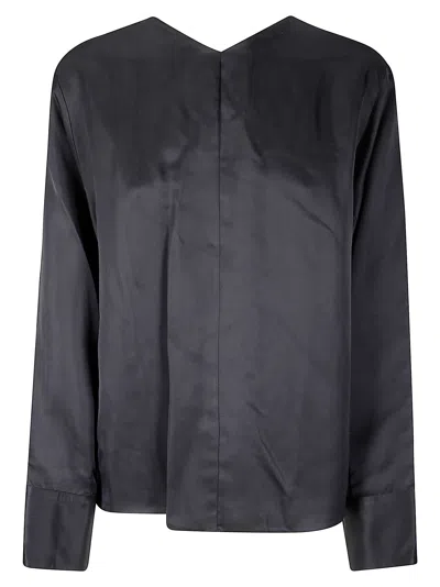 Khaite Satin Top With Open Back In Black