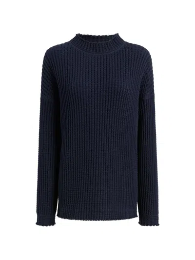 Khaite Dylan Knitted Cotton Sweatshirt In Blue