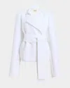 Khaite Edith Double Face Crepe Wrap Jacket In White