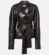 Khaite Edith Asymmetric Belted Leather Jacket In Black