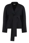 Khaite Edith Long-sleeved Belted Jacket In Black