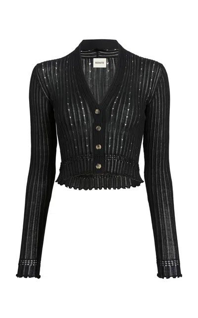 Khaite Effie Knit Cotton-blend Cardigan In Black