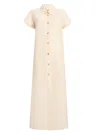 Khaite Effy Silk And Cotton-blend Organza Midi Shirt Dress In Neutral