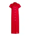 Khaite Effy Silk And Cotton-blend Organza Midi Shirt Dress In Red