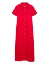Khaite Effy Silk And Cotton-blend Organza Midi Shirt Dress In Red