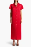 Khaite Effy Silk And Cotton-blend Organza Midi Shirt Dress In Raspberry