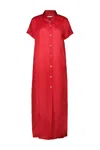 Khaite Effy Silk And Cotton-blend Organza Midi Shirt Dress In Raspberry