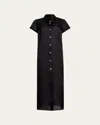 Khaite Effy Short-sleeve Silk Organza Maxi Dress In Black