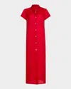 Khaite Effy Silk And Cotton-blend Organza Midi Shirt Dress In Raspberry