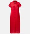 Khaite Effy Silk And Cotton-blend Organza Midi Shirt Dress In Red