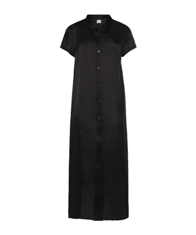 Khaite Effy Silk Blend Organza Long Dress In Black