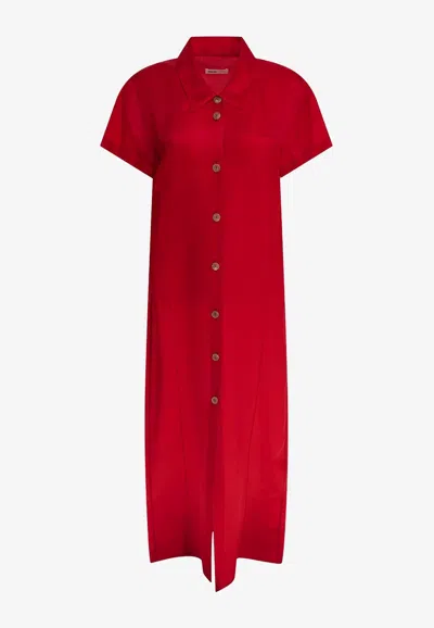 Khaite Effy Silk Midi Dress In Fuchsia