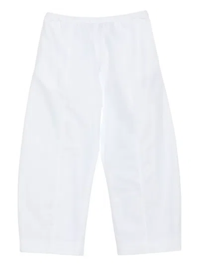 Khaite Elastic-waist Cotton Trousers In White