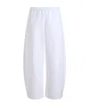 Khaite Elastic-waist Cotton Trousers In White