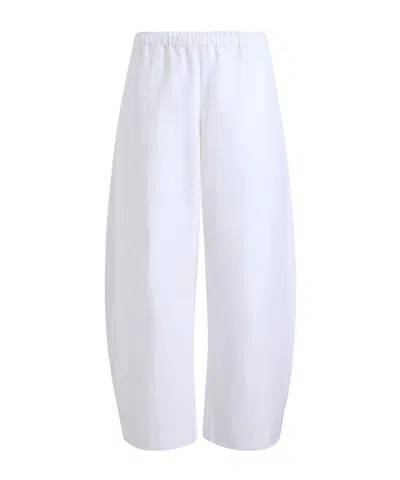 Khaite Elastic-waist Cotton Trousers In White