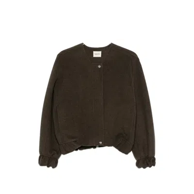 Khaite Elasticated-cuff Bomber Jacket In Brown