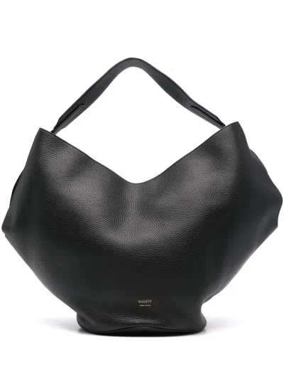 Khaite Lotus Medium Leather Shoulder Bag In Black