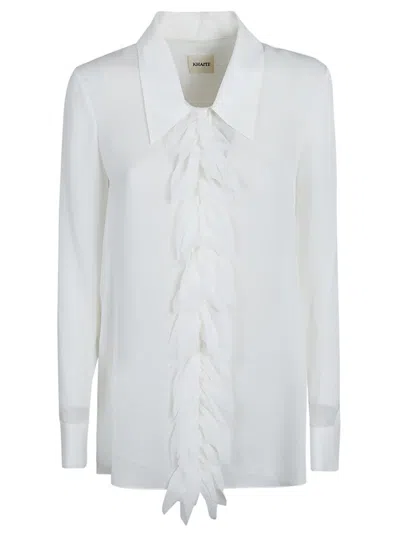 KHAITE KHAITE SILK TOP WITH RUFFLED DETAIL AND CLASSIC COLLAR