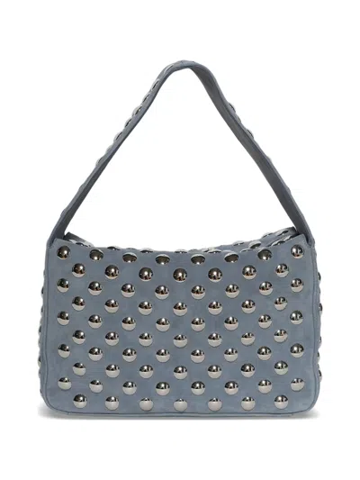 Khaite Elena Bag In Lead Suede With Silver Studs In Gray