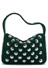 Khaite Bottle Green Suede Small Elena Shoulder Bag In Dark Green