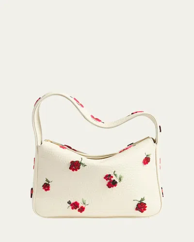 Khaite Elena Raspberry Applique Leather Shoulder Bag