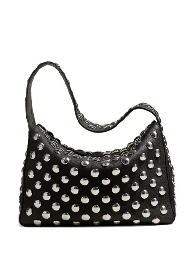 Khaite Womens Black Elena Medium Stud-embellished Pebbled-leather Shoulder Bag