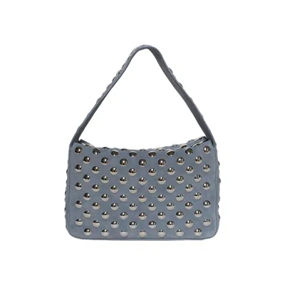 Pre-owned Khaite Elena Shoulder Bag W/ Silver Studs 'lead' | Grey | Women's Size Onesize In Gray