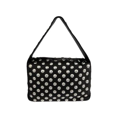 Pre-owned Khaite Elena Shoulder Bag With Silver Studs 'black'