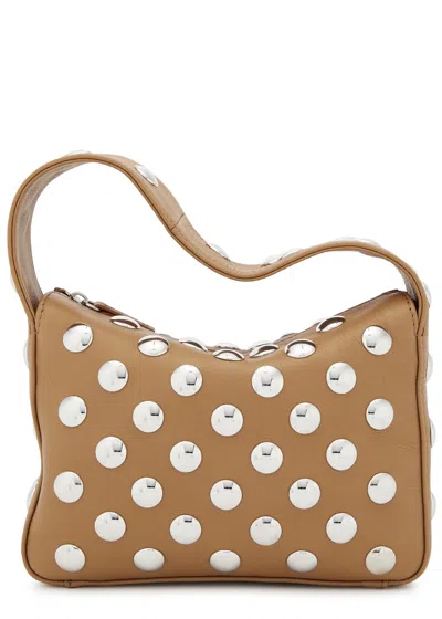 Khaite Elena Small Stud-embellished Leather Top Handle Bag In Neutral