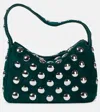 Khaite Bottle Green Suede Small Elena Shoulder Bag In Dark Green