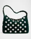 Khaite Bottle Green Suede Small Elena Shoulder Bag In English Green